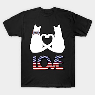 Two white cats in love in american style T-Shirt